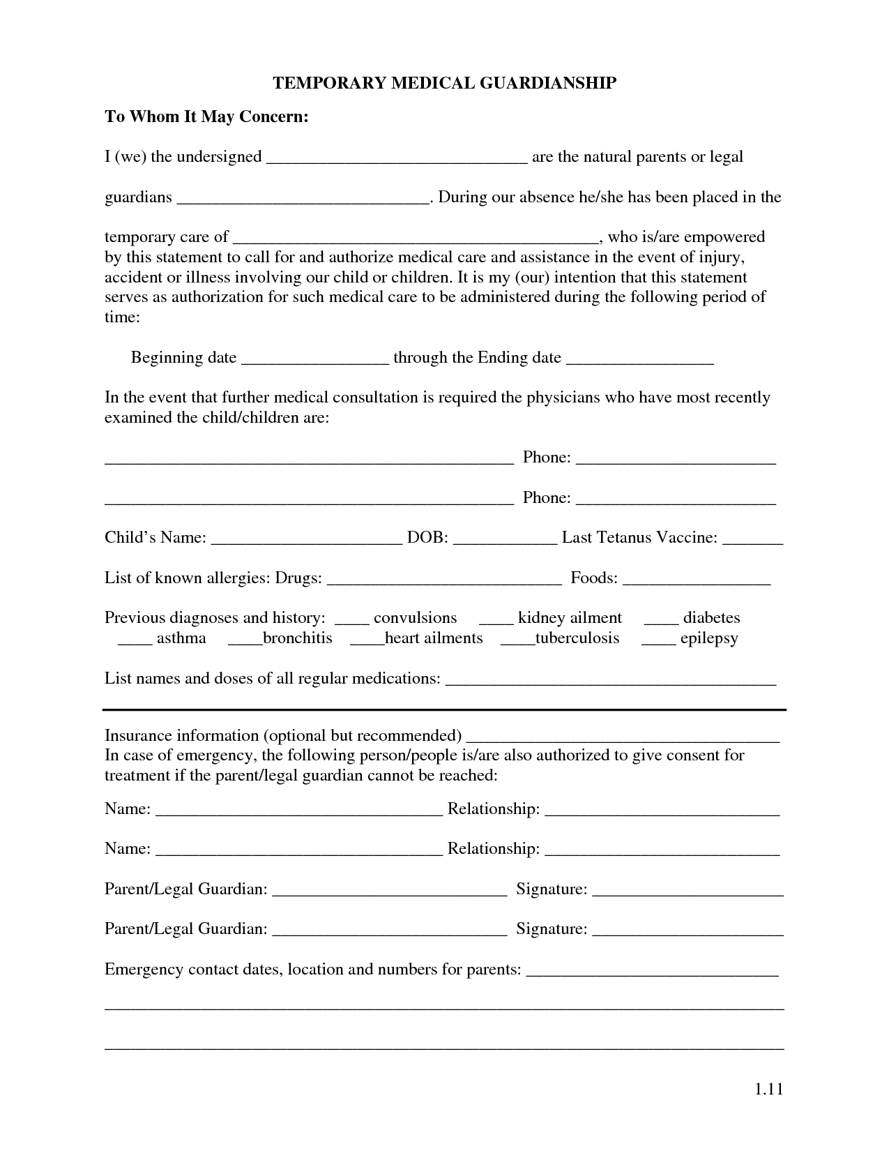 Free Printable Temporary Guardianship Forms | Forms - Free Printable Temporary Guardianship Form