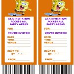 Free, Printable V.i.p. Ticket Style Spongebob Party Invitations   Spongebob Free Printable Invitations