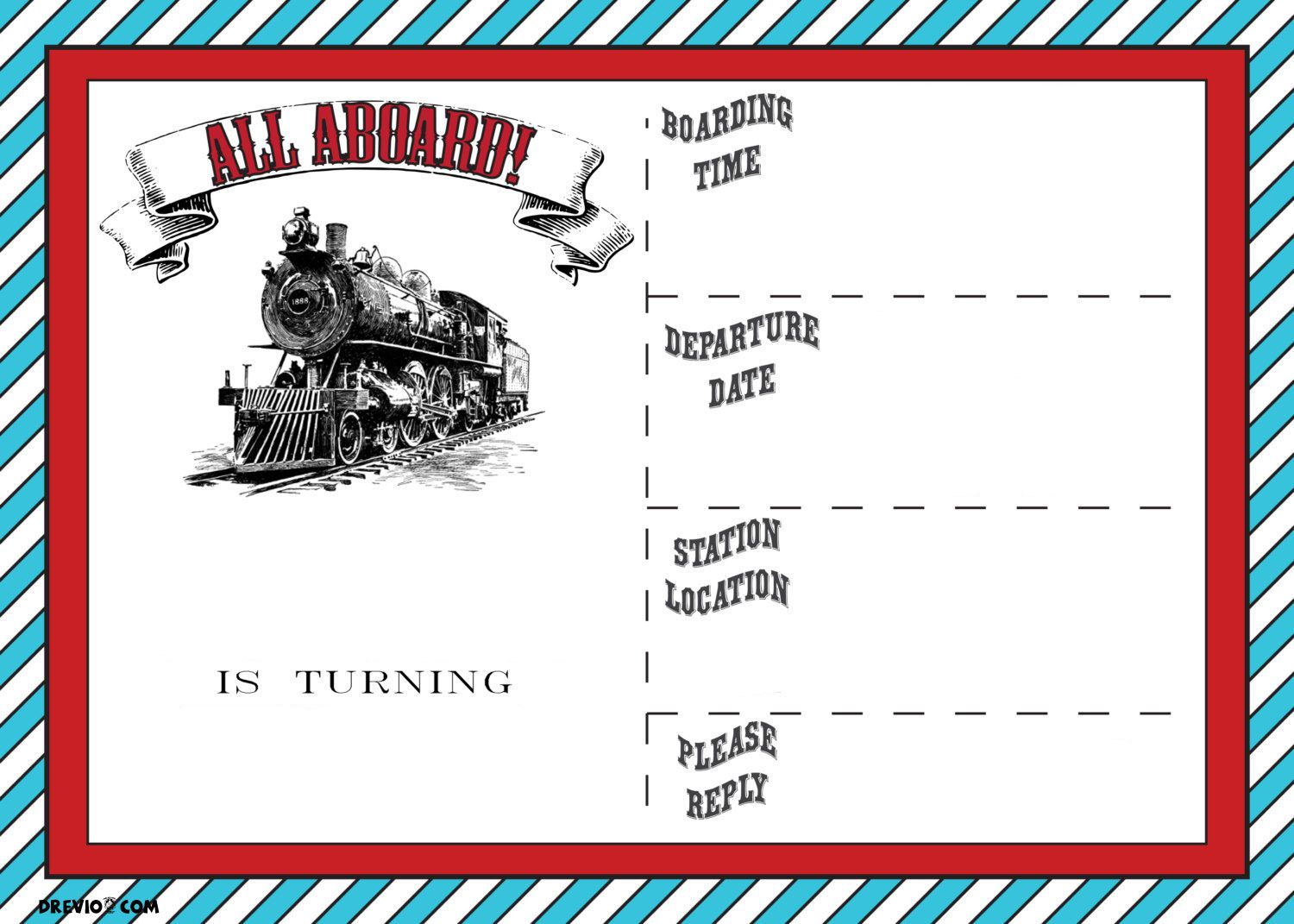 Free Printable Vintage Train Ticket Invitation | Free Printable - Free Printable Train Pictures