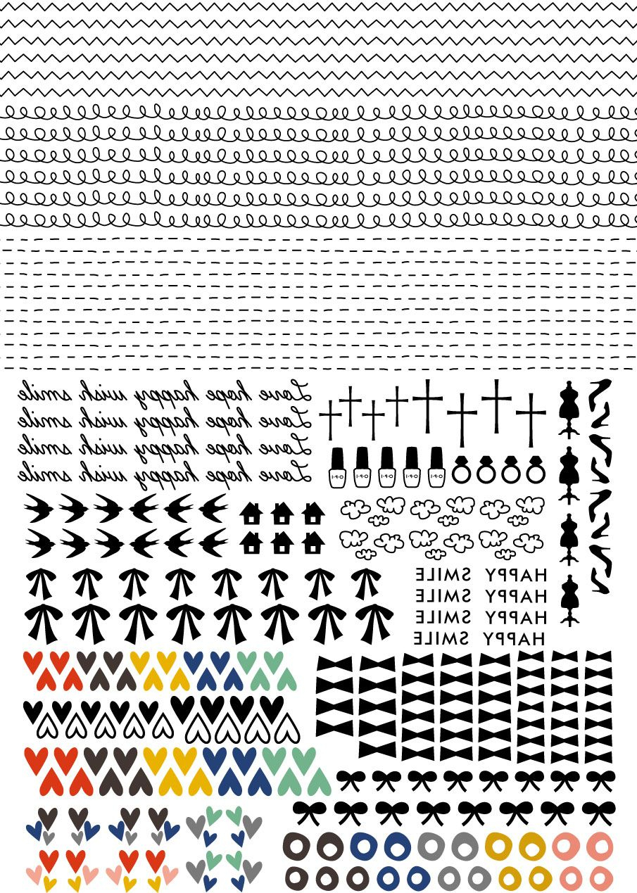 Free Printable Waterslide Nail Art Decals. ネイルシール用データ - Free Printable Nail Art Designs