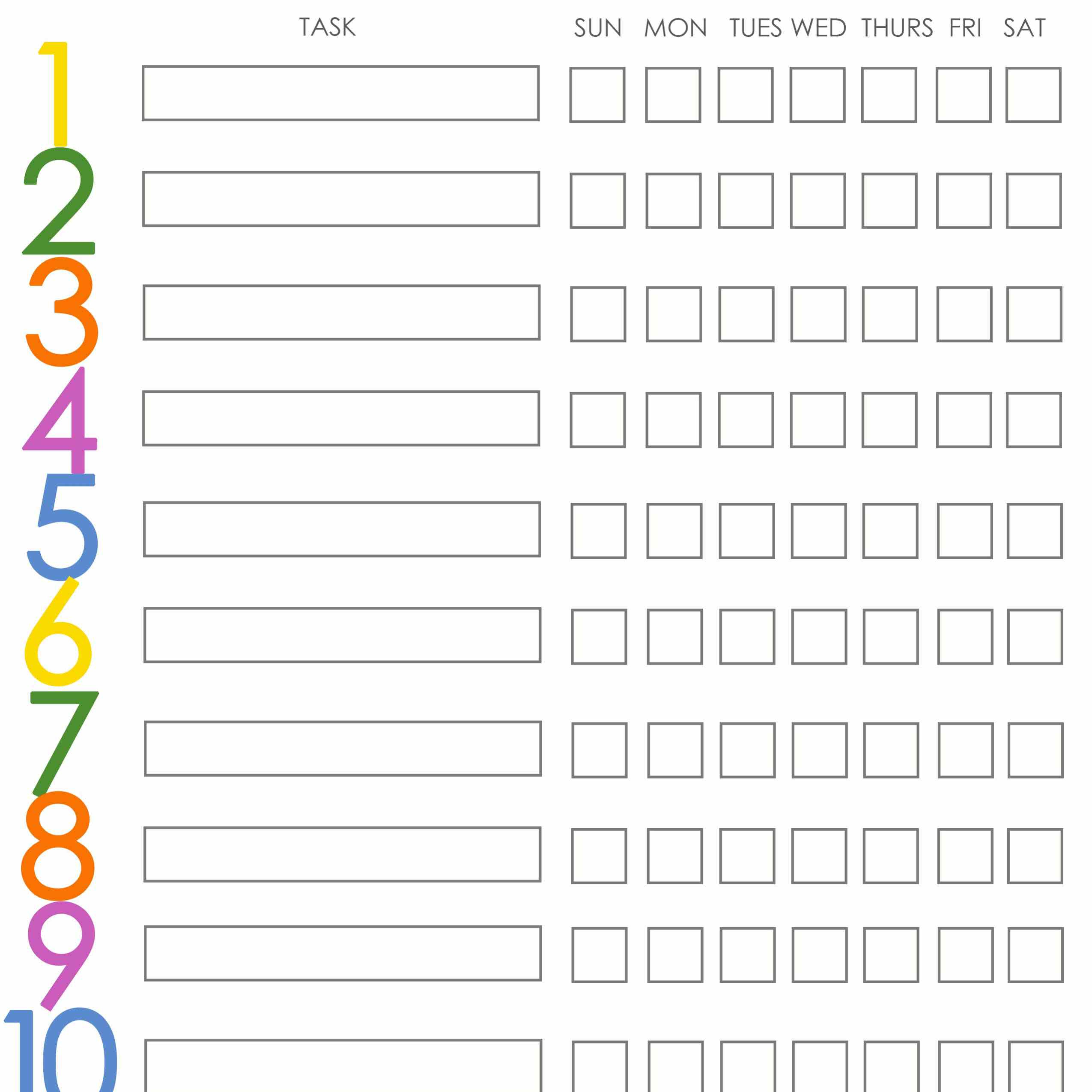 Free Printable Weekly Chore Charts - Free Printable Chore Charts