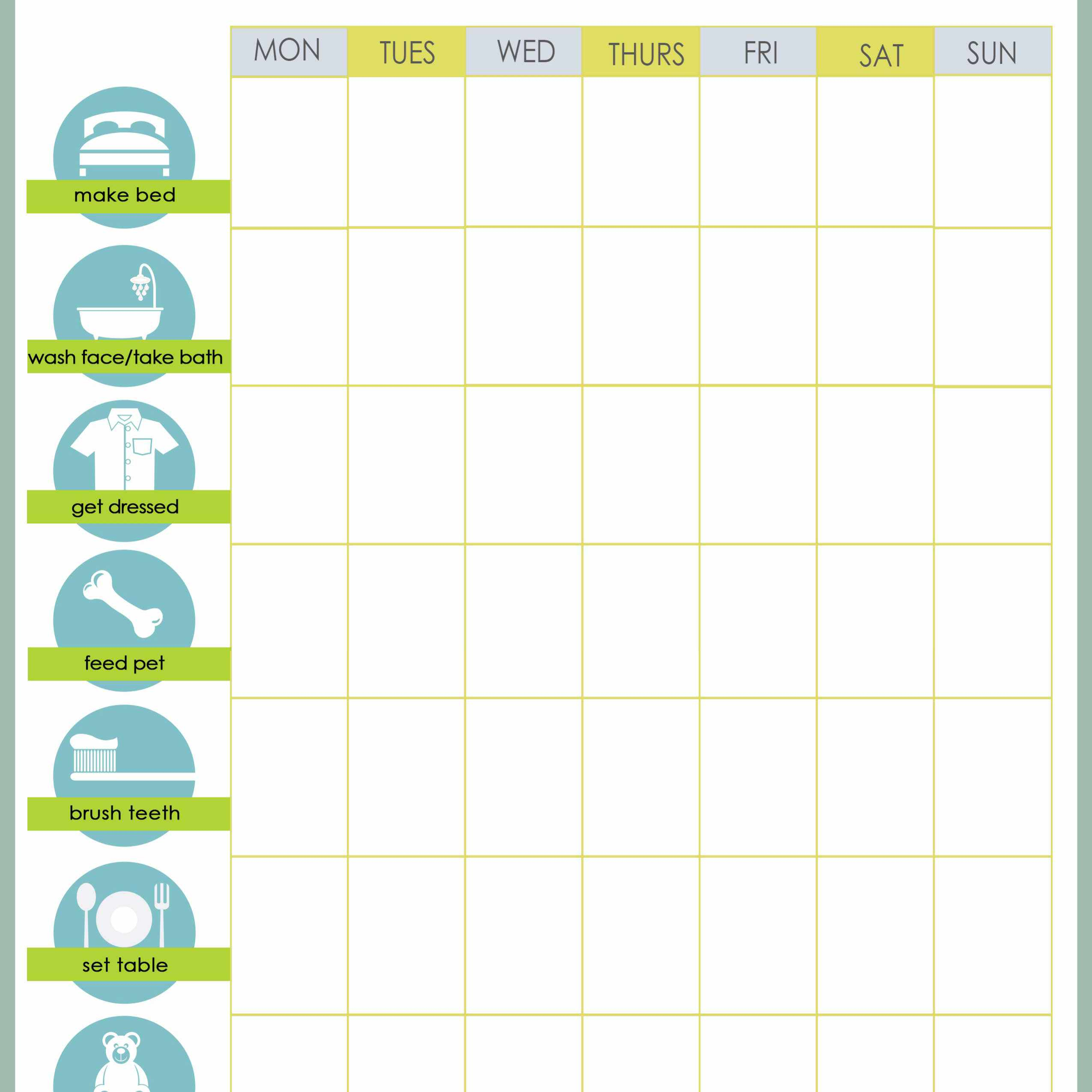 Free Printable Weekly Chore Charts - Free Printable Chore Charts