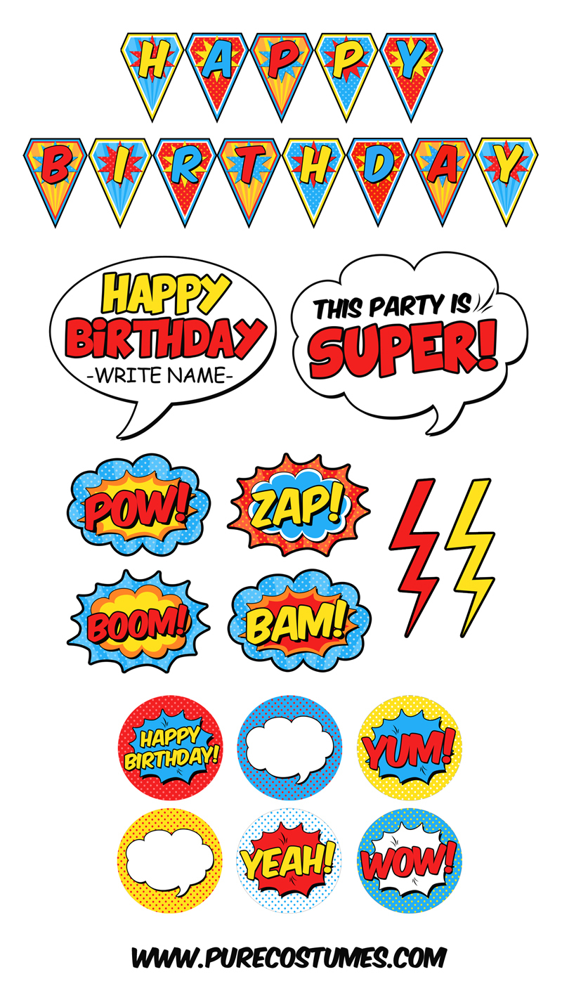 Free Superhero Pary Printables - Free Printable Superhero Photo Booth Props