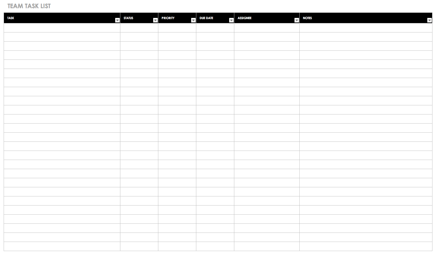 Free Task And Checklist Templates | Smartsheet - Free Printable Task Organizer