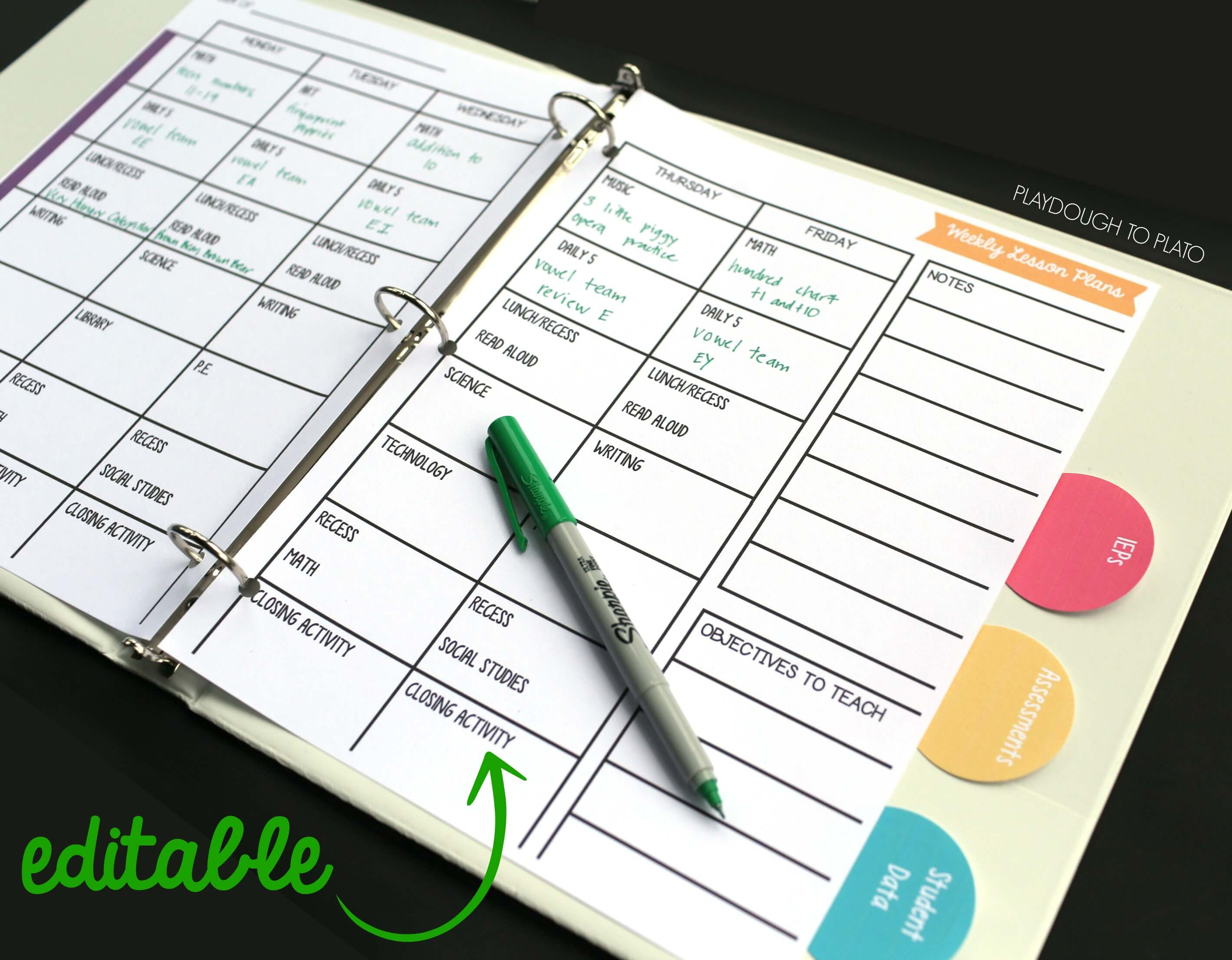 Free Teacher Planner - Playdough To Plato - Free Printable Teacher Planner