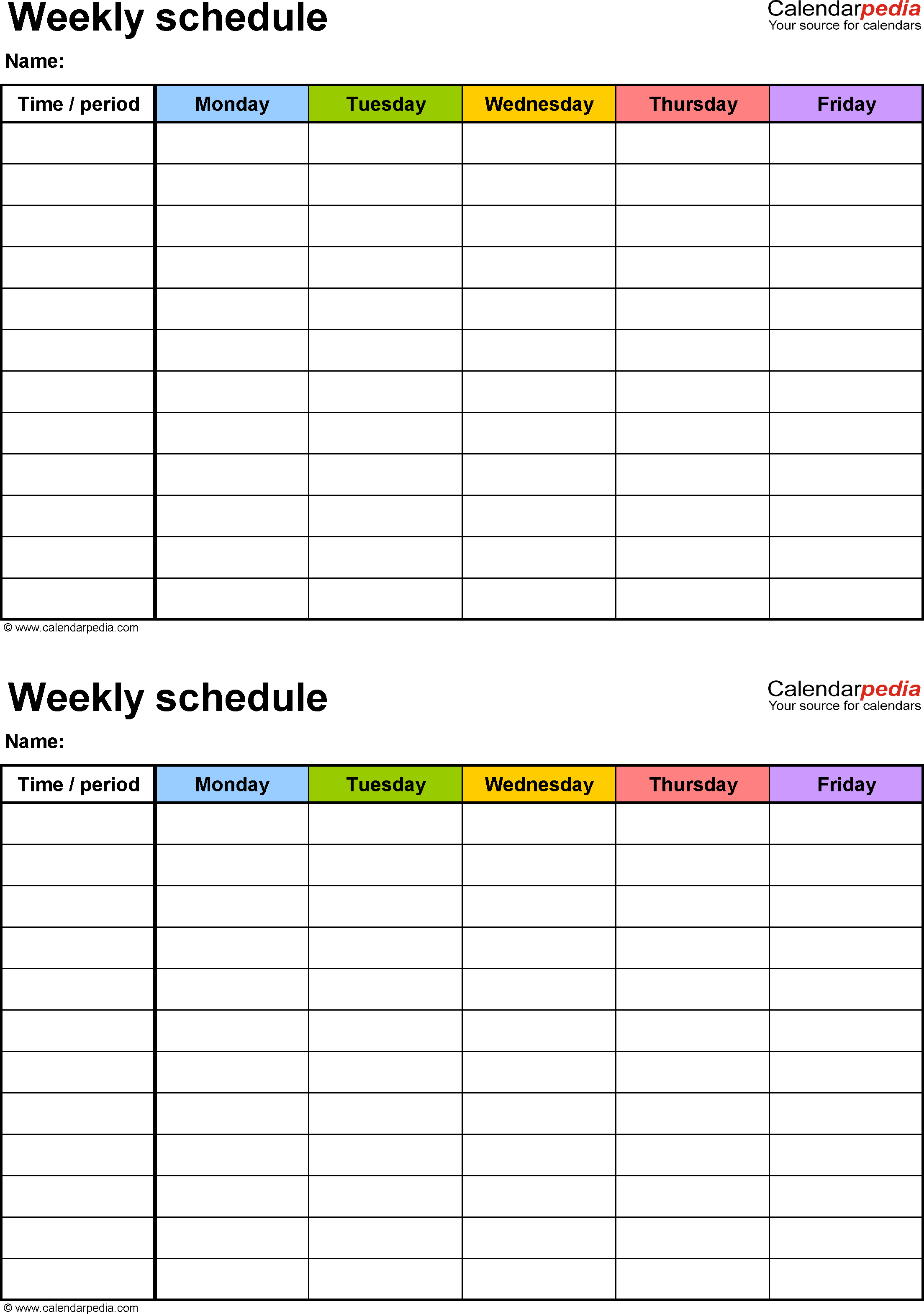 Free Weekly Schedule Templates For Word - 18 Templates - Free Printable Work Schedule Maker