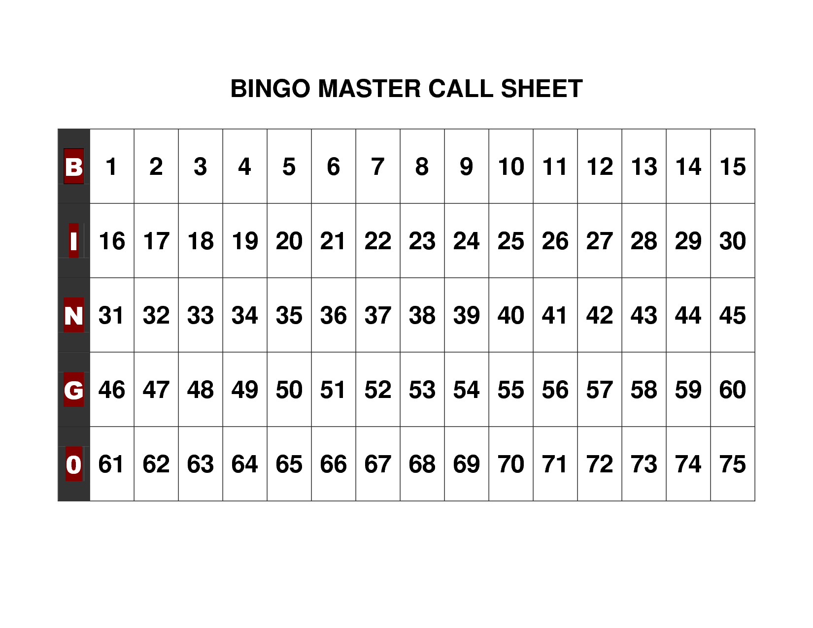 Free+Printable+Bingo+Call+Sheet | Bingo | Pinterest | Bingo Calls - Free Printable Bingo Chips