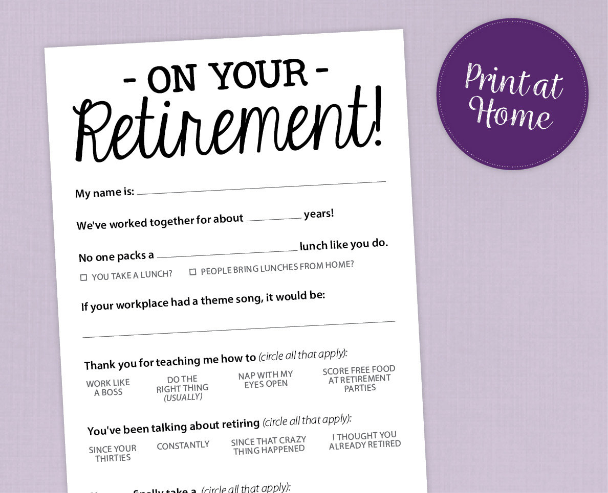 Fun Retirement Party Game Printable Pdf Card | Etsy - Retirement Party Games Free Printable