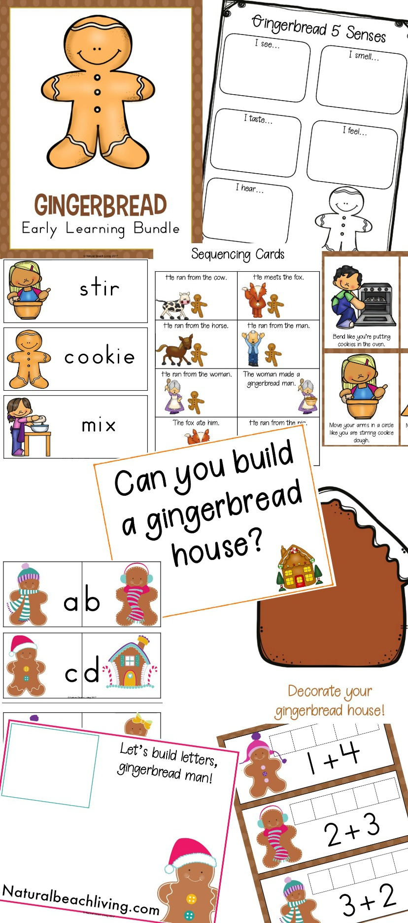 Gingerbread Man Preschool Emotions Printables - Natural Beach Living - Free Printable Gingerbread Man Activities