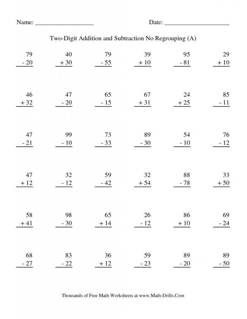 Grade Mixed Addition Subtraction Worksheets Math Free Printable And - Free Printable Double Digit Addition And Subtraction Worksheets