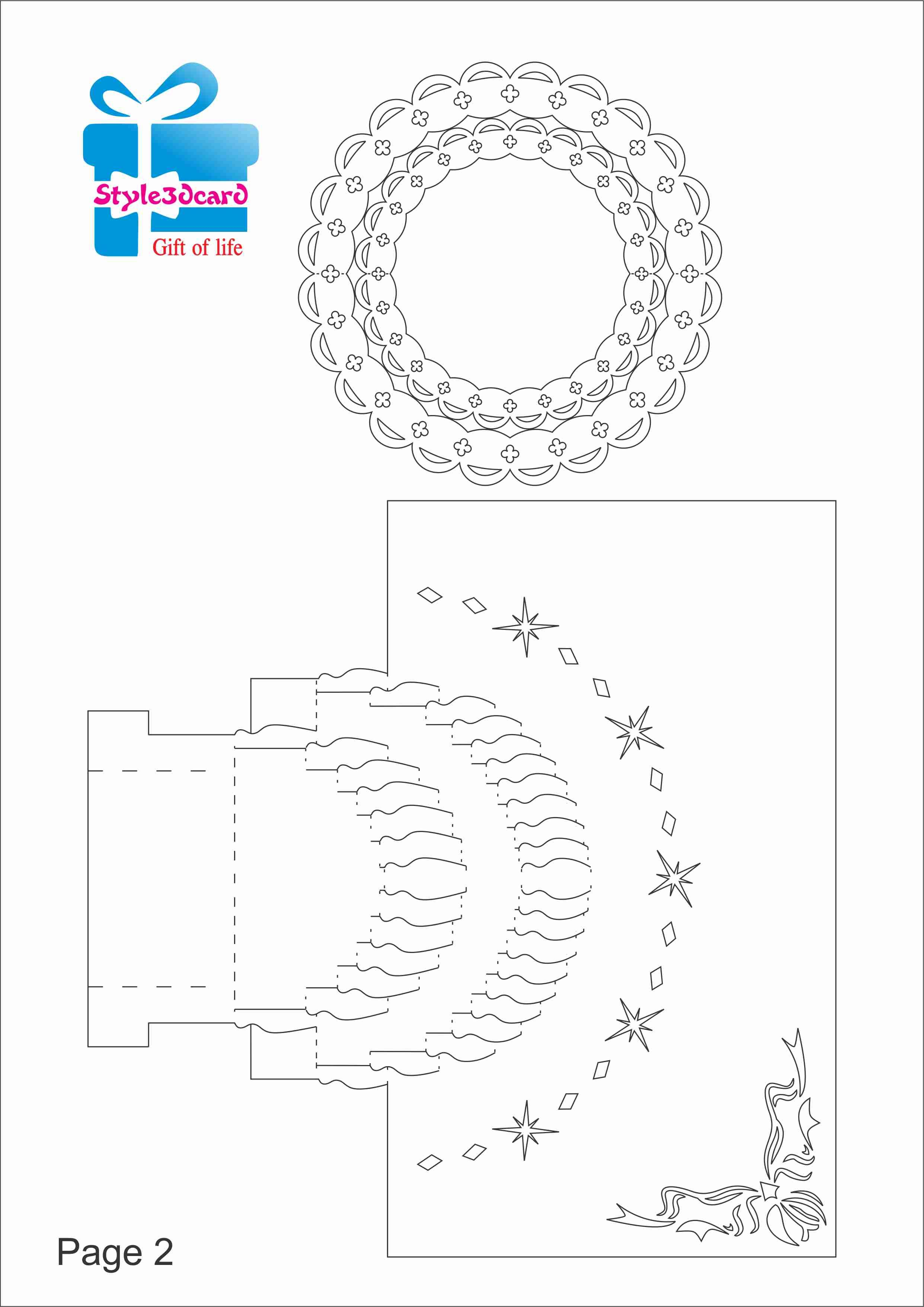 Happy Birthday-Cake-3D-Pop-Up-Greeting-Card/ Kirigami Pattern 2 | 1 - Free Printable Kirigami Pop Up Card Patterns