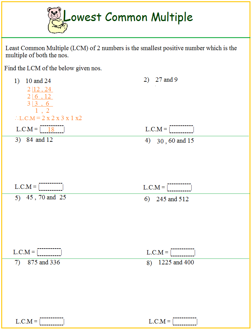 Hcf And Lcm Worksheet Year 6 | Free Printables Worksheet - Free Printable Lcm Worksheets