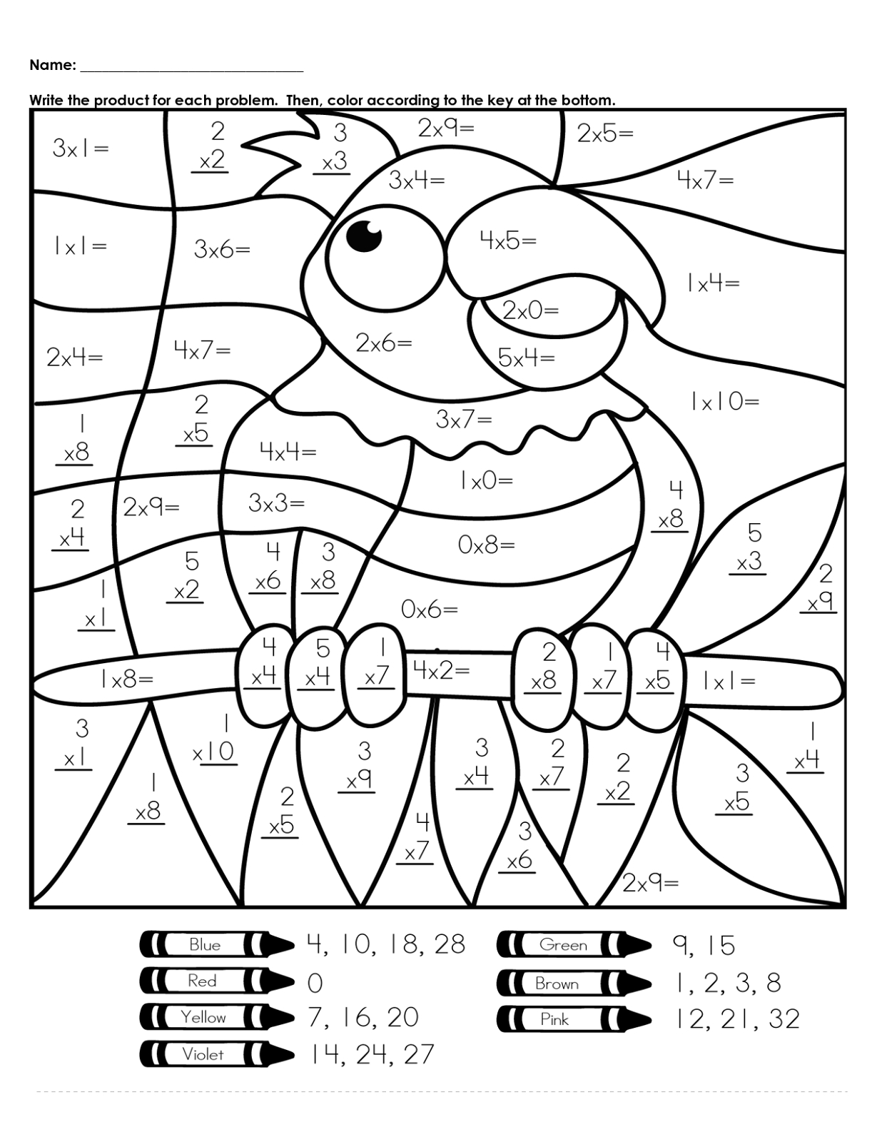 Hidden Picture Colornumber | Math Worksheets For Kids - Free Printable Math Mystery Picture Worksheets