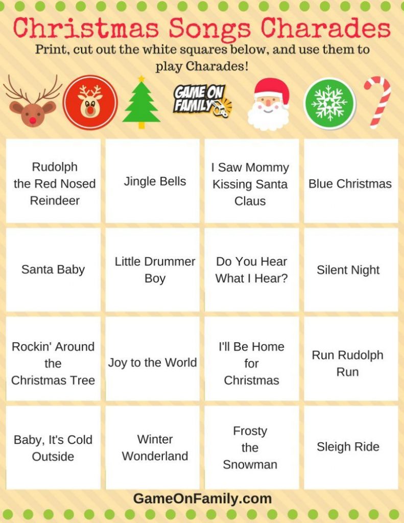 How To Play Christmas Charades: Free Printable Games! | Christmas ...