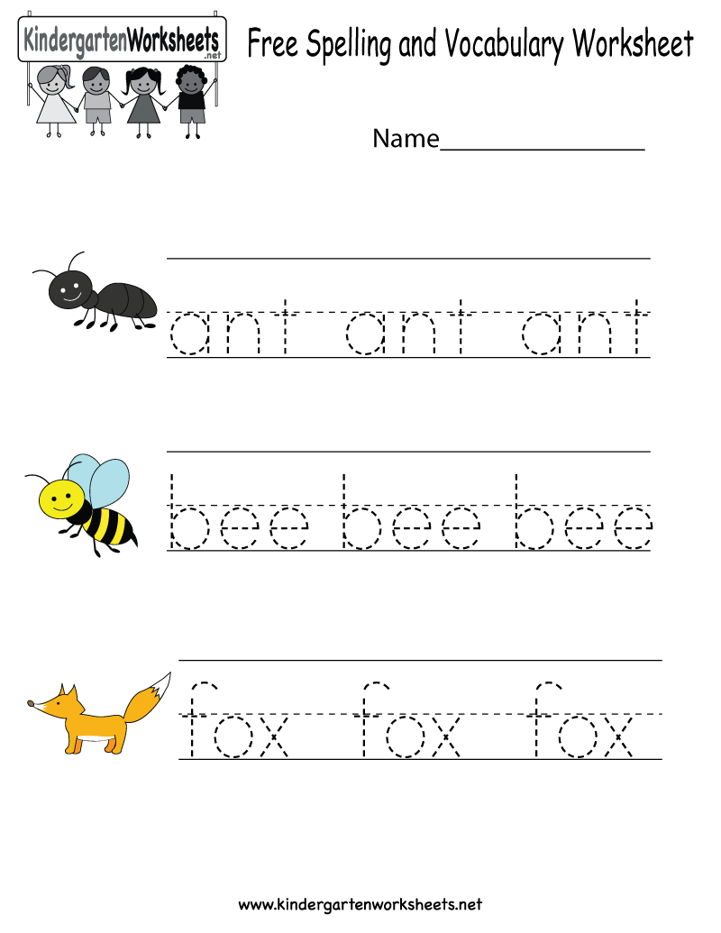 Kindergarten Free Spelling And Vocabulary Worksheet Printable - Free Printable Spelling Worksheets For Adults