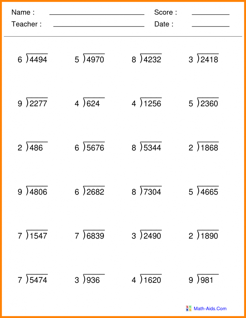 Long Division Worksheets 5Th Grade To Learning - Math Worksheet For Kids - Free Printable Long Division Worksheets 5Th Grade