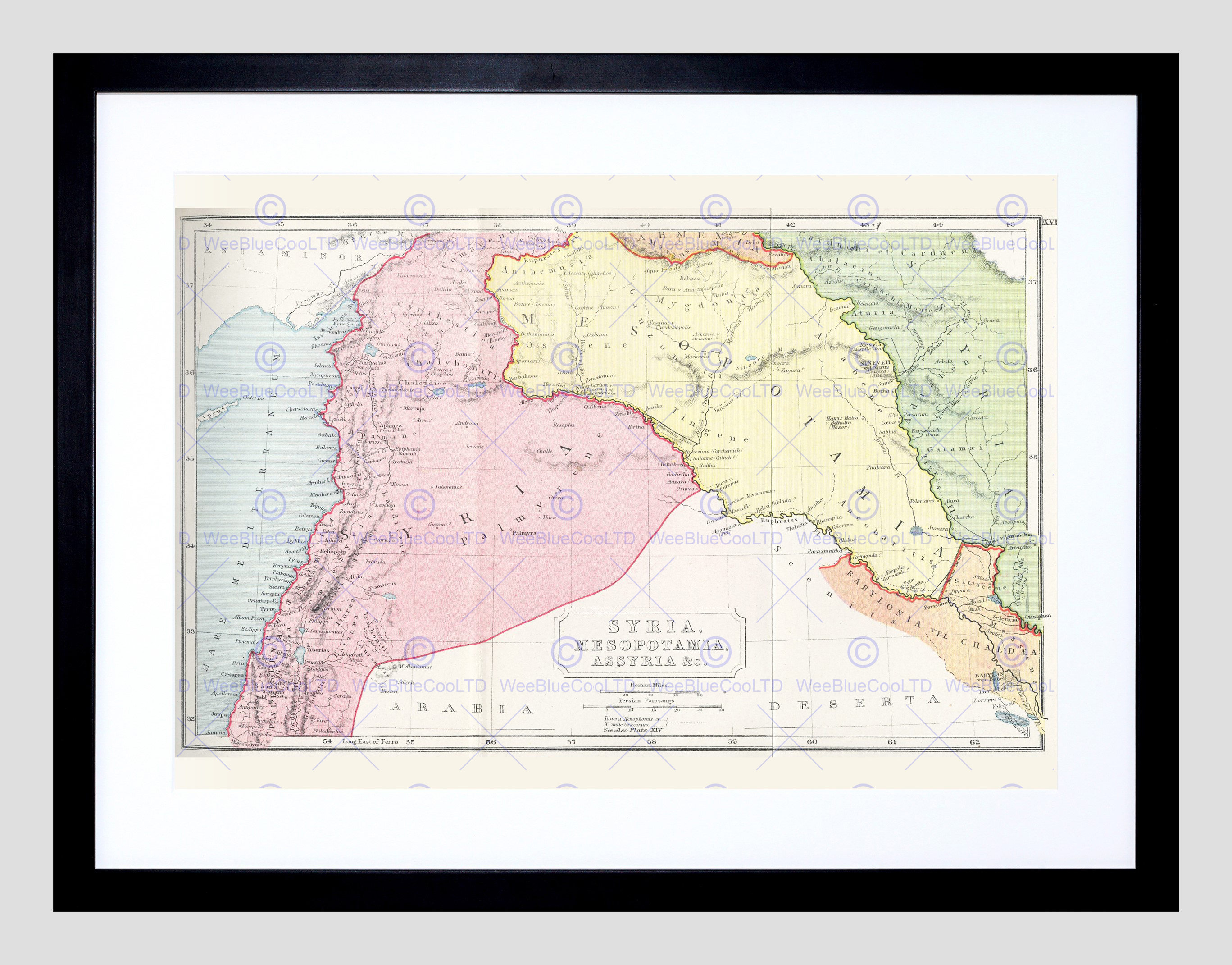 Map Syria Mesopotamia Assyria Vintage Framed Art Print Poster - Free Printable Map Of Mesopotamia