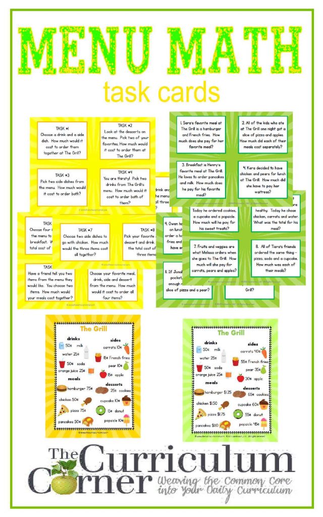 Menu Math Center The Curriculum Corner 123 Free Printable Menu Math Menu Math Center The Curriculum Corner 123 Free Printable Menu Math