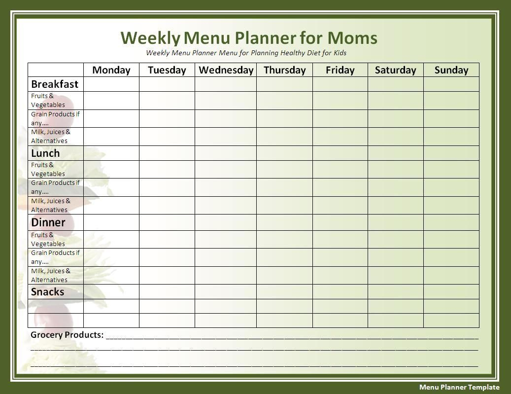 Menu Planner Template | Nutrition In 2019 | Menu Planning Template - Free Printable Menu Templates Word