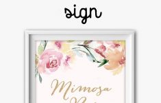Mimosa Bar Free Watercolor Flowers Printable | Bridal Shower Games - Free Printable Mimosa Bar Sign
