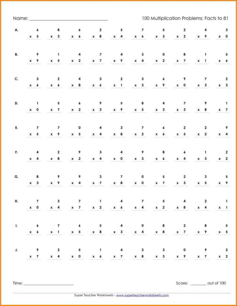 Multiplication Worksheets 3Rd Grade Timed Test For All - Free Printable ...
