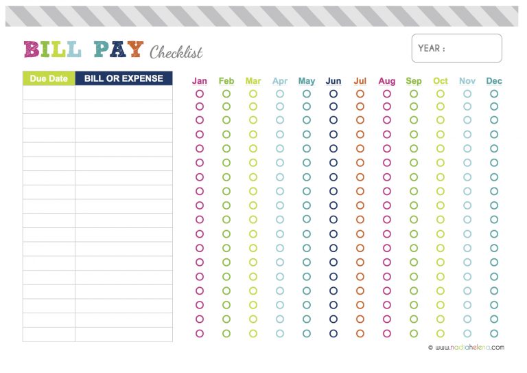 Nadia Helena: Freebie: Bill Payment Checklist | Planner Printables ...