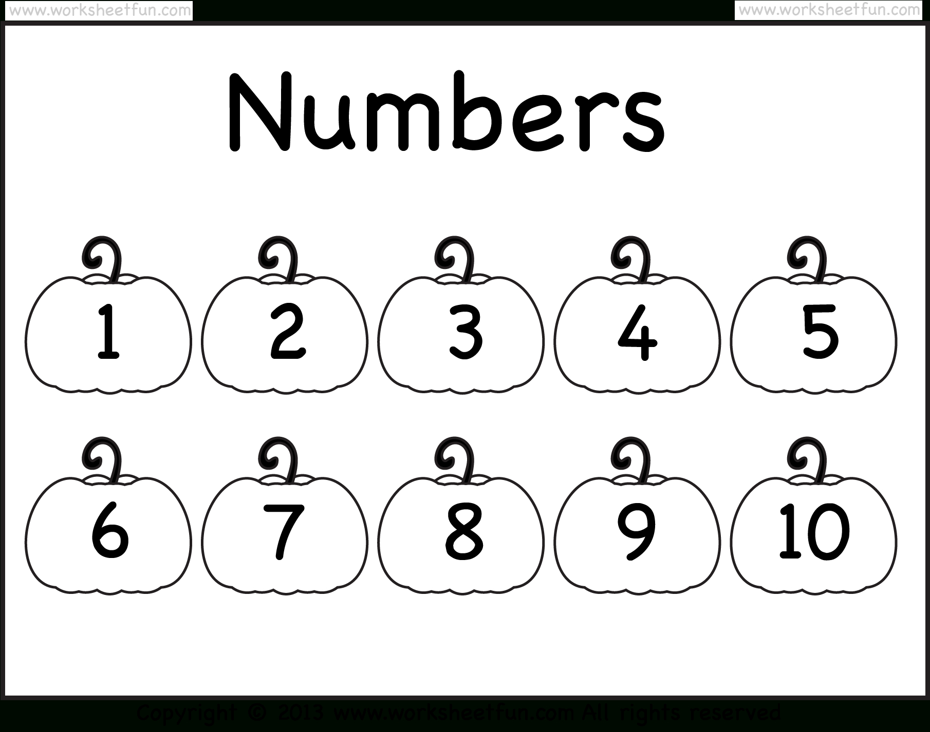 Number Chart – 1-10 – Worksheet / Free Printable Worksheets - Free Printable Number Chart 1 10