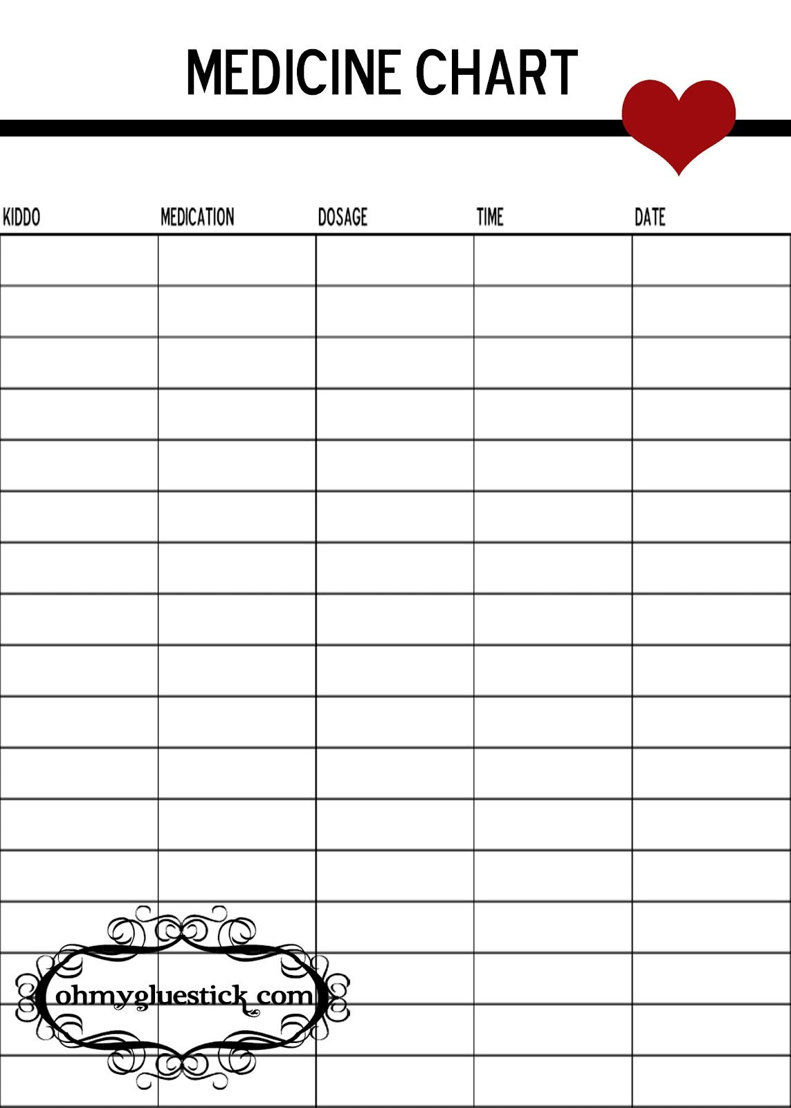 Oh My Gluestick: Free Printable Medicine Chart | Stuff | Free - Medication Chart Printable Free