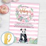Panda Birthday Party Invitation Panda Bear Invitation Girl | Etsy   Panda Bear Invitations Free Printable