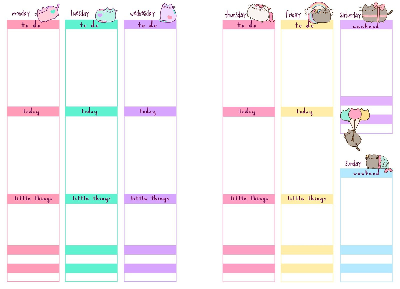 Pb And J Studio: Free Printable Planner Inserts | Pusheen Inspired - Free Printable Planner Inserts