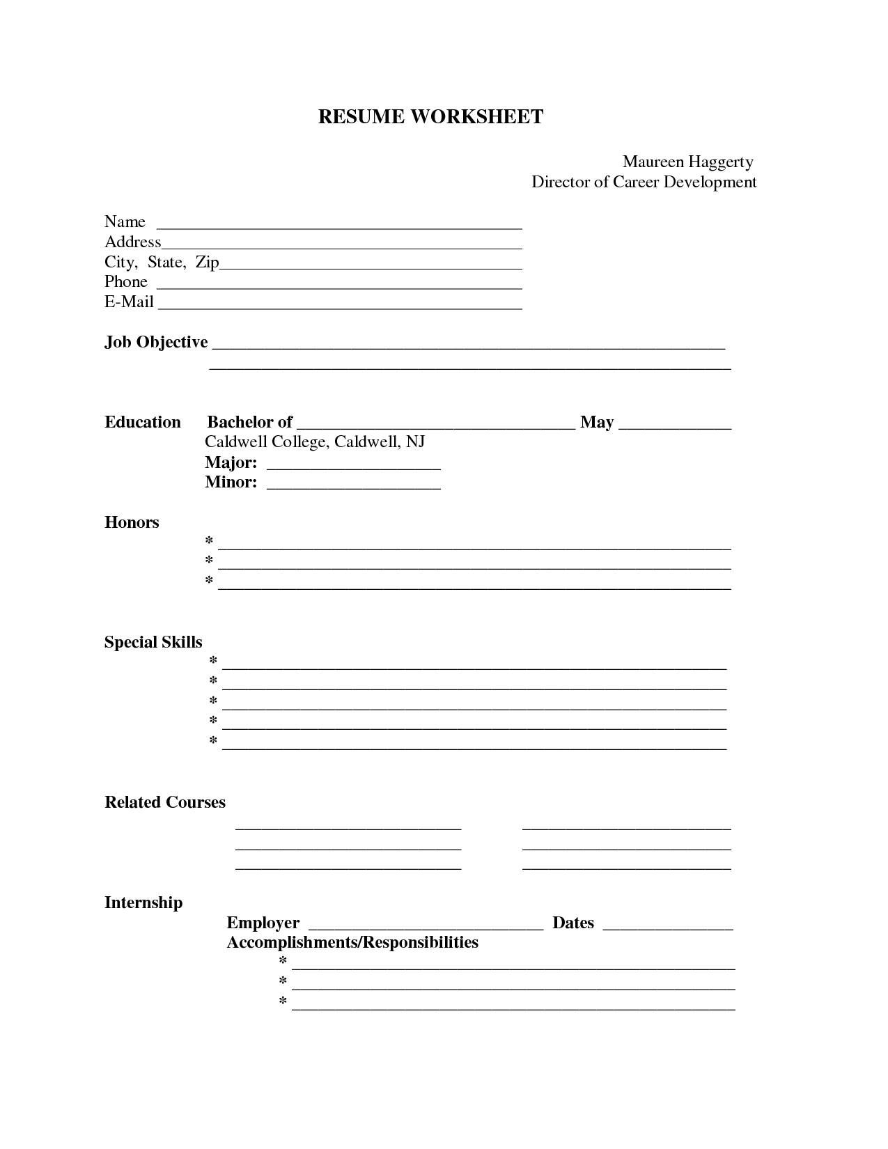 Pin Oleh Jobresume Di Resume Career Termplate Free | Resume Form - Free Printable Blank Resume