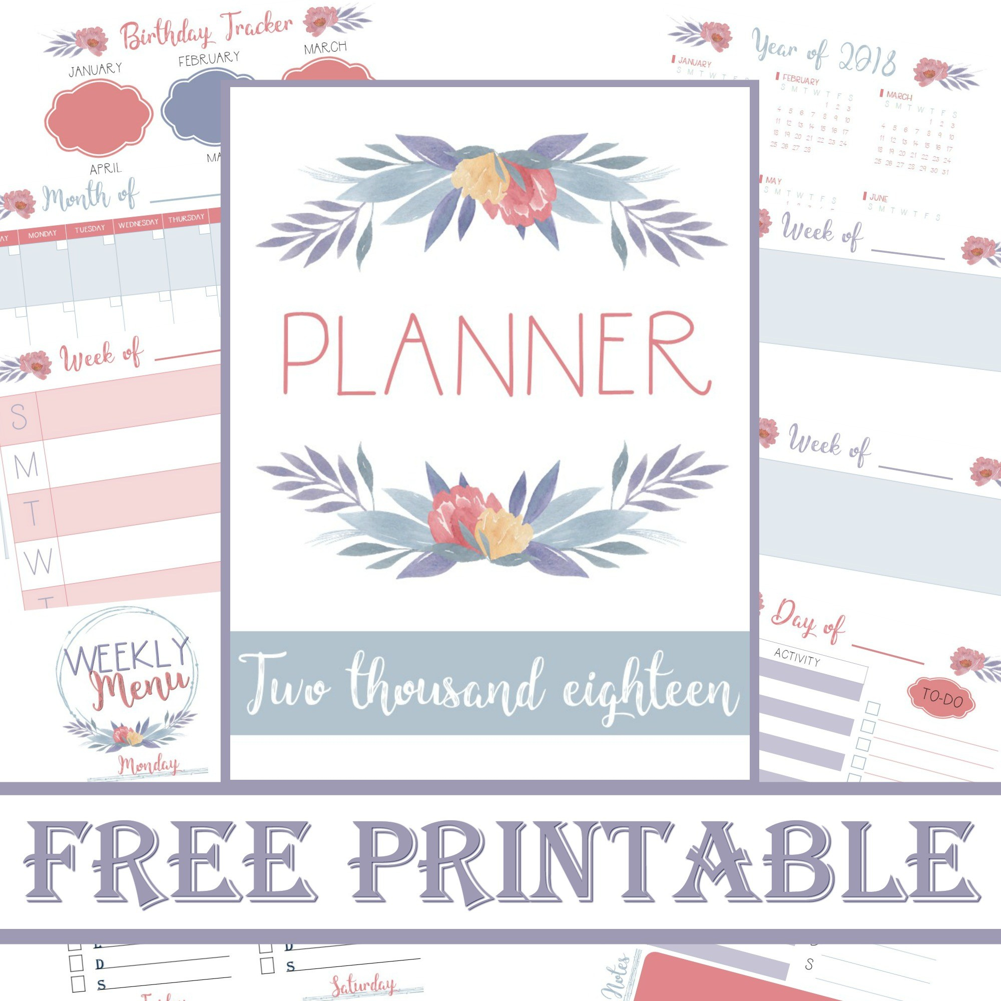 Planner 2018 | Free Printable Calander | Meal Planner | Save Money - Planner 2018 Printable Free