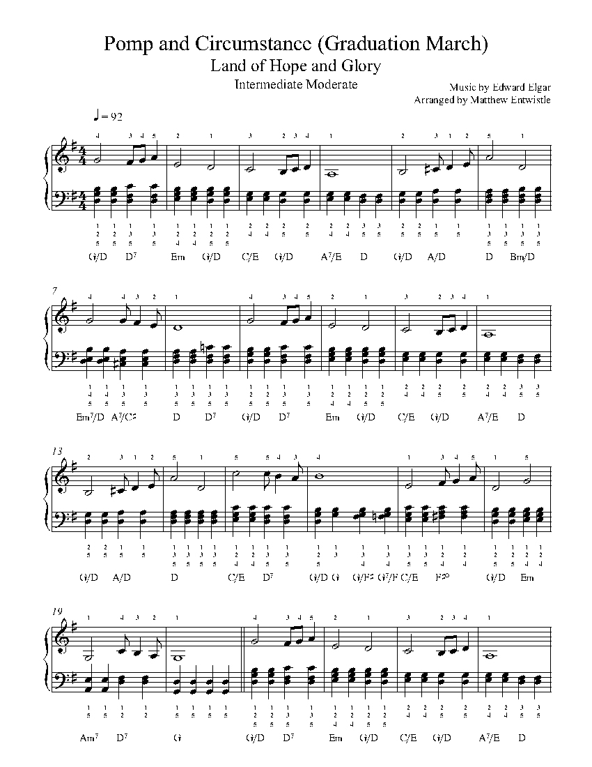 Pomp And Circumstance (Graduation March)Edward Elgar Piano Sheet - Free Printable Sheet Music Pomp And Circumstance