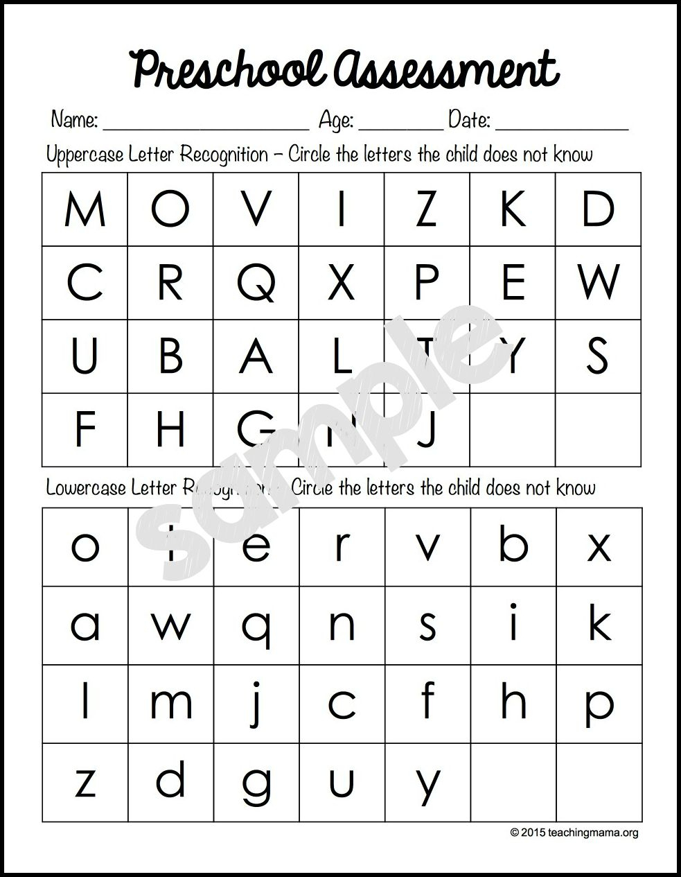 Preschool Assessment Forms - Teaching Mama - Preschool Assessment Forms Free Printable