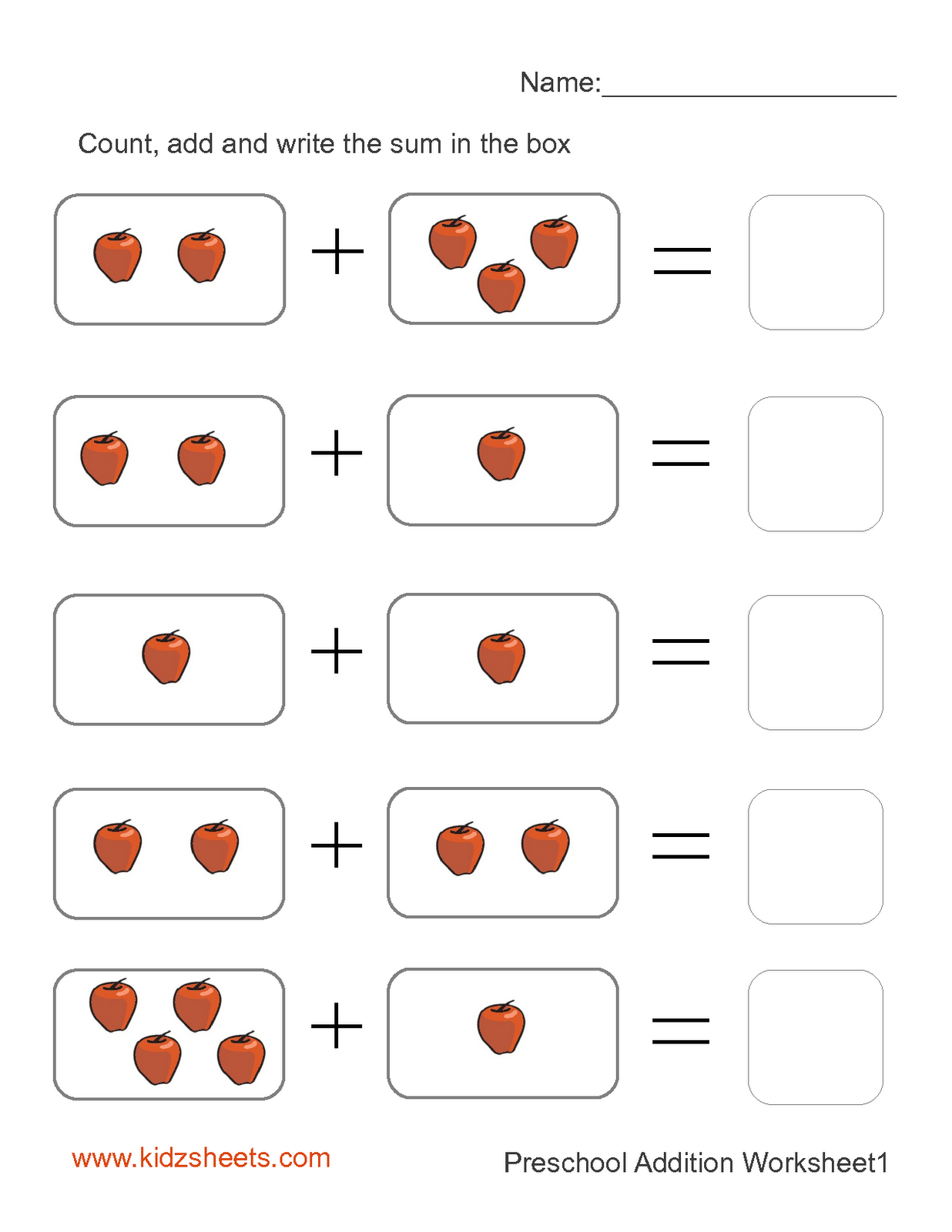 Preschool Printables | Printable Preschool Worksheets,free - Free Printable Preschool Addition Worksheets