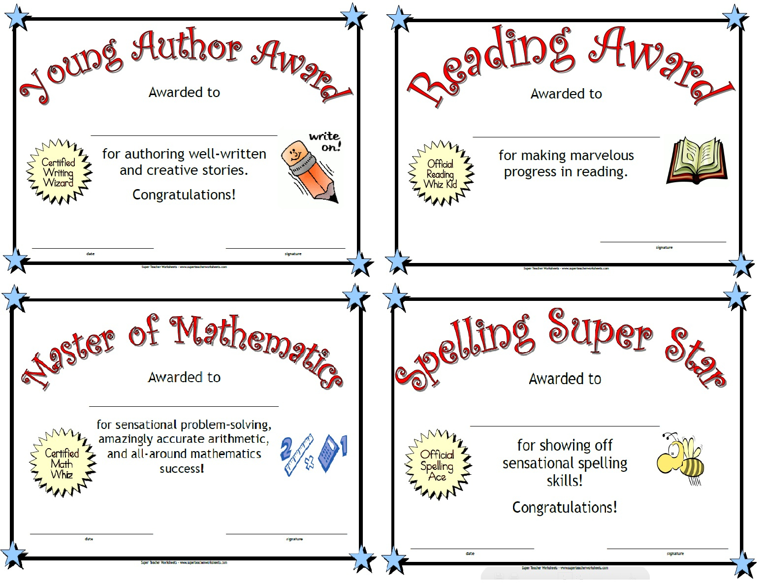 Printable Awards - Free Printable Student Award Certificate Template