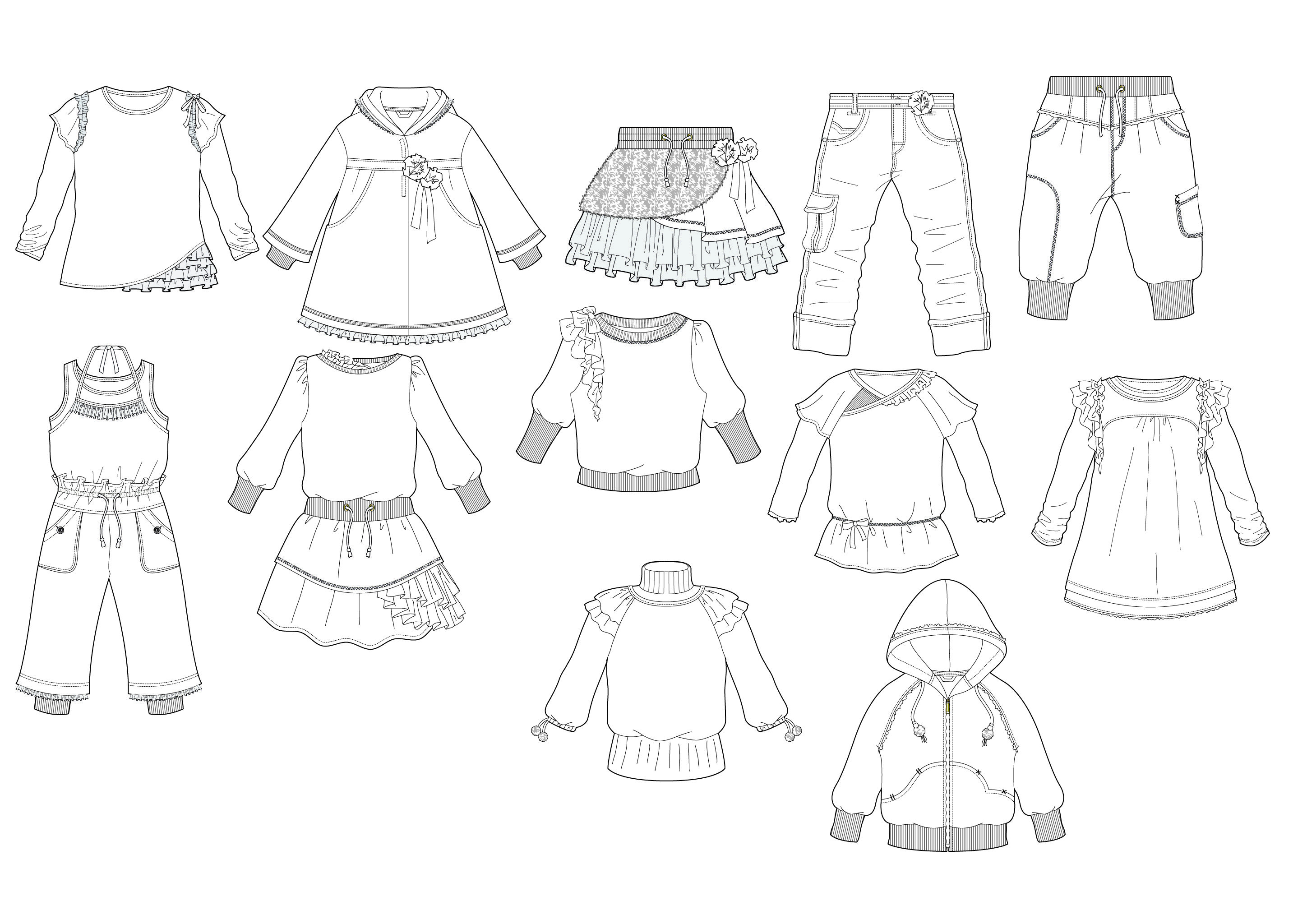 Printable Clothes Templates For Kids | Fashion Design Flat Sketches - Free Printable Fashion Model Templates