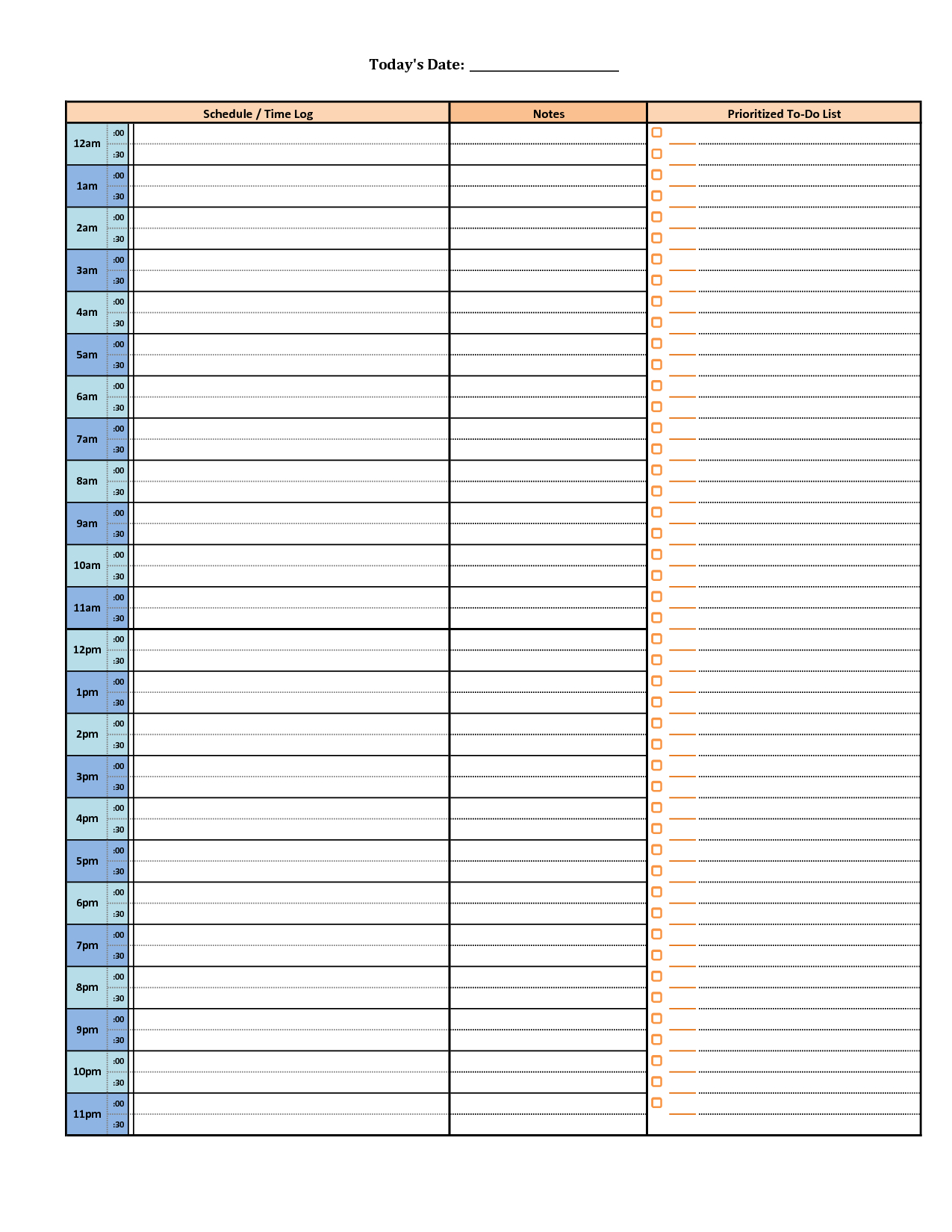 Printable Daily Hourly Schedule Template | Dorm | Hourly Planner - Appointment Book Template Free Printable