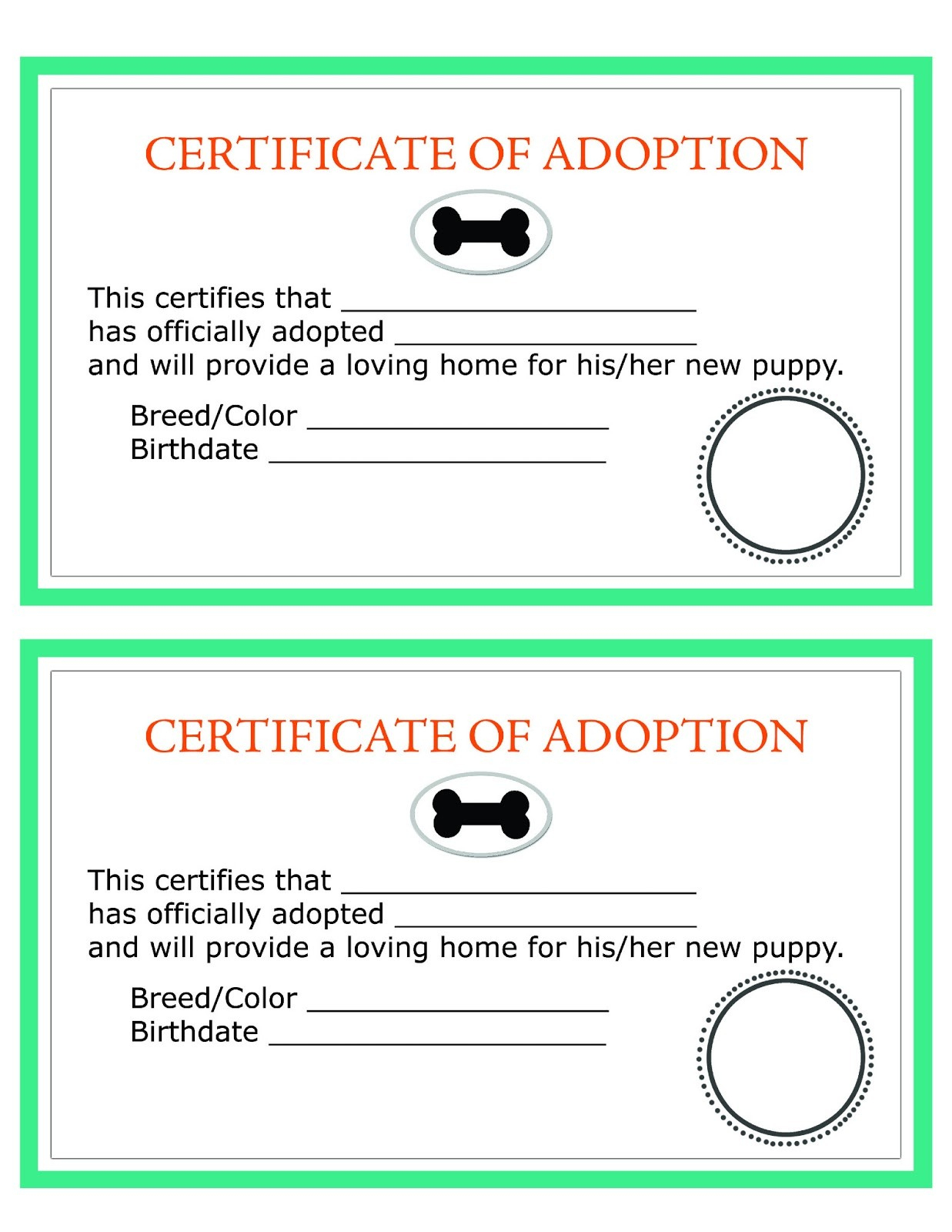 Printable Dog Birth Certificate Fresh Child Adoption Certificate - Free Printable Adoption Certificate