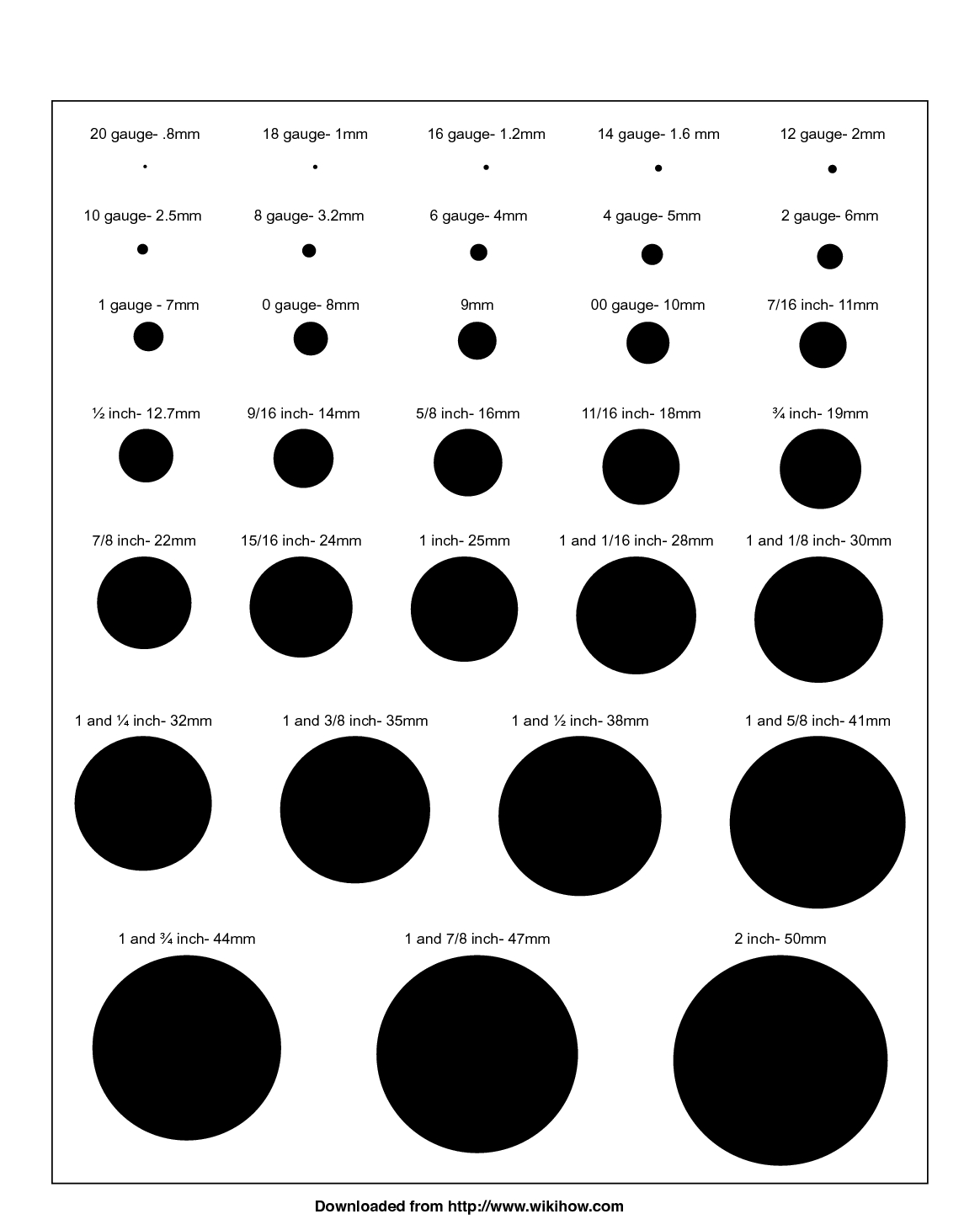 Printable Gauge Chart - Wikihow A Good Chart To Determine Gauge Or - Free Printable Ring Sizer Uk