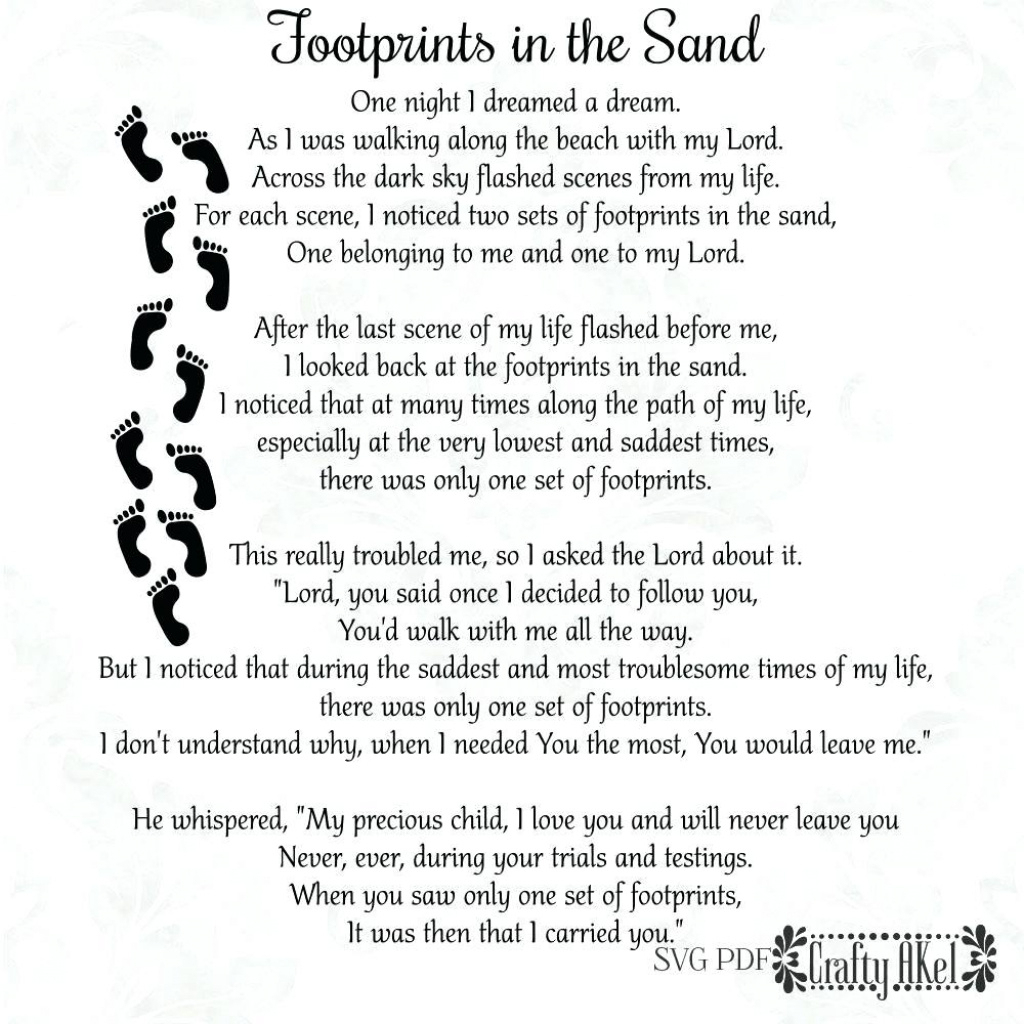 Printable: Printable Footprints In The Sand Poem Files Vector Inside - Footprints In The Sand Printable Free