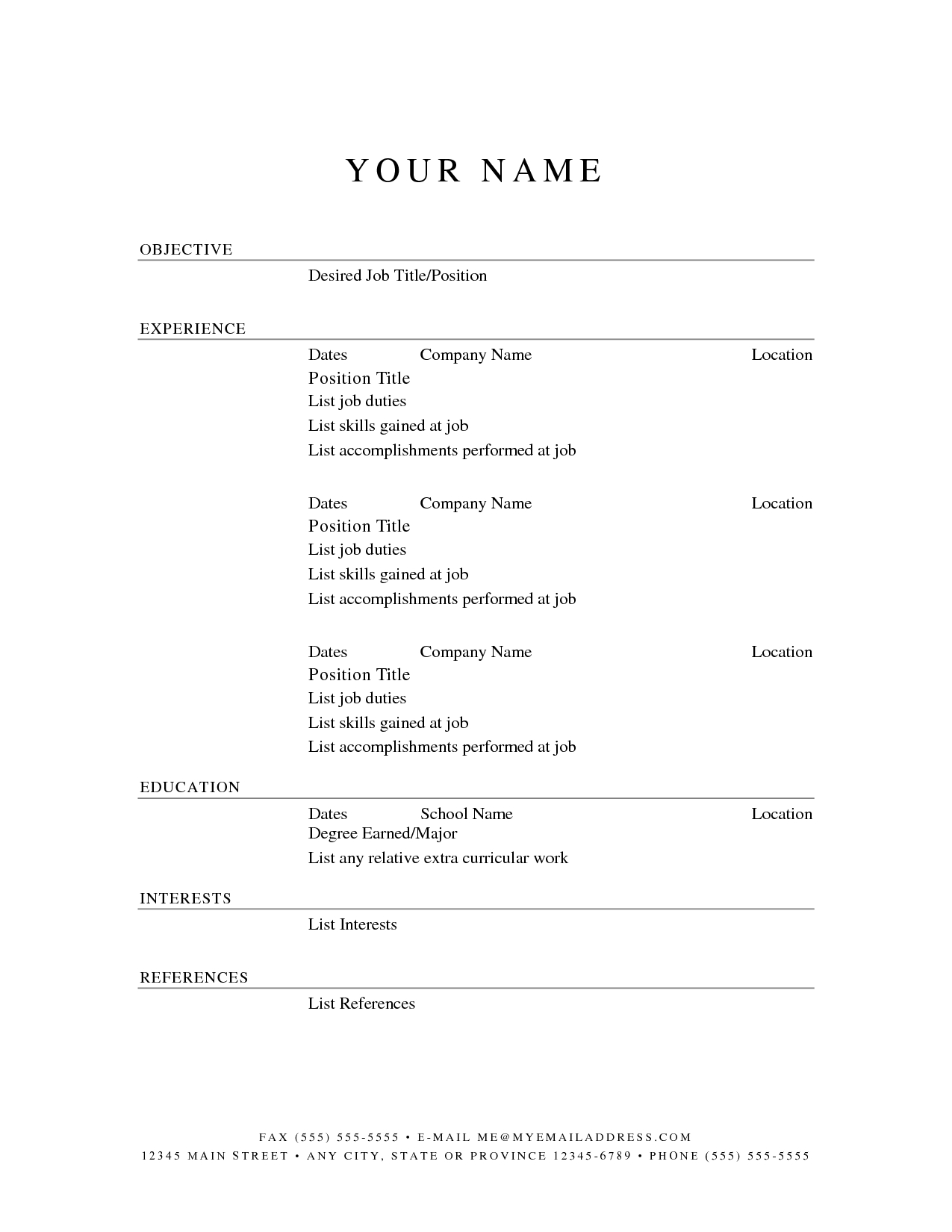 Printable Resume Templates | Free Printable Resume Template - Free Printable Professional Resume Templates