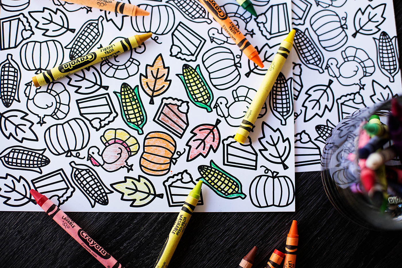 Printable Thanksgiving Coloring Placemat — All For The Boys - Free Printable Thanksgiving Coloring Placemats