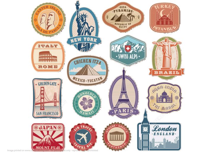 Printable Vintage Travel Stickers | Free Printable Papercraft Templates ...
