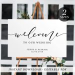 Printable Wedding Welcome Sign | Editable Template Welcome Sign   Free Printable Welcome Sign Template