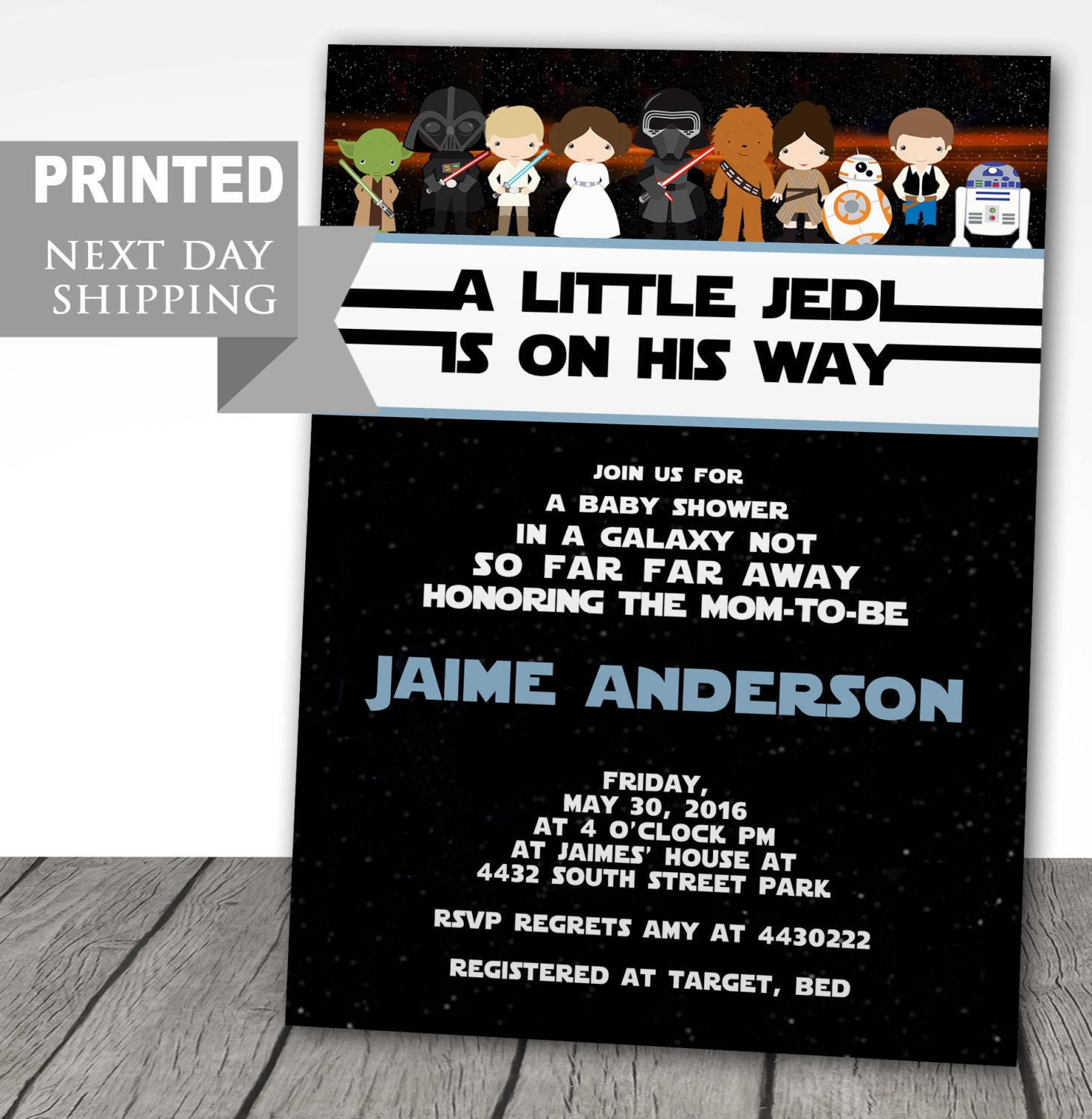 Printed Star Wars Baby Shower Invitations Starwars Baby | Etsy - Free Printable Star Wars Baby Shower Invites