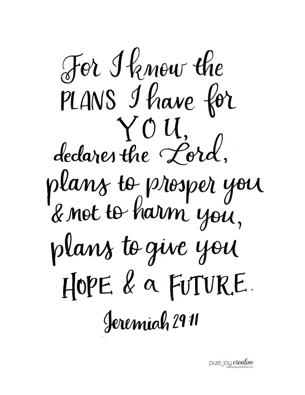 Pure Joy Creative: Jeremiah 29:11 Free Printable - Jeremiah 29 11 Free Printable