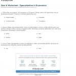 Quiz & Worksheet   Specialization In Economics | Study   Free Printable Economics Worksheets