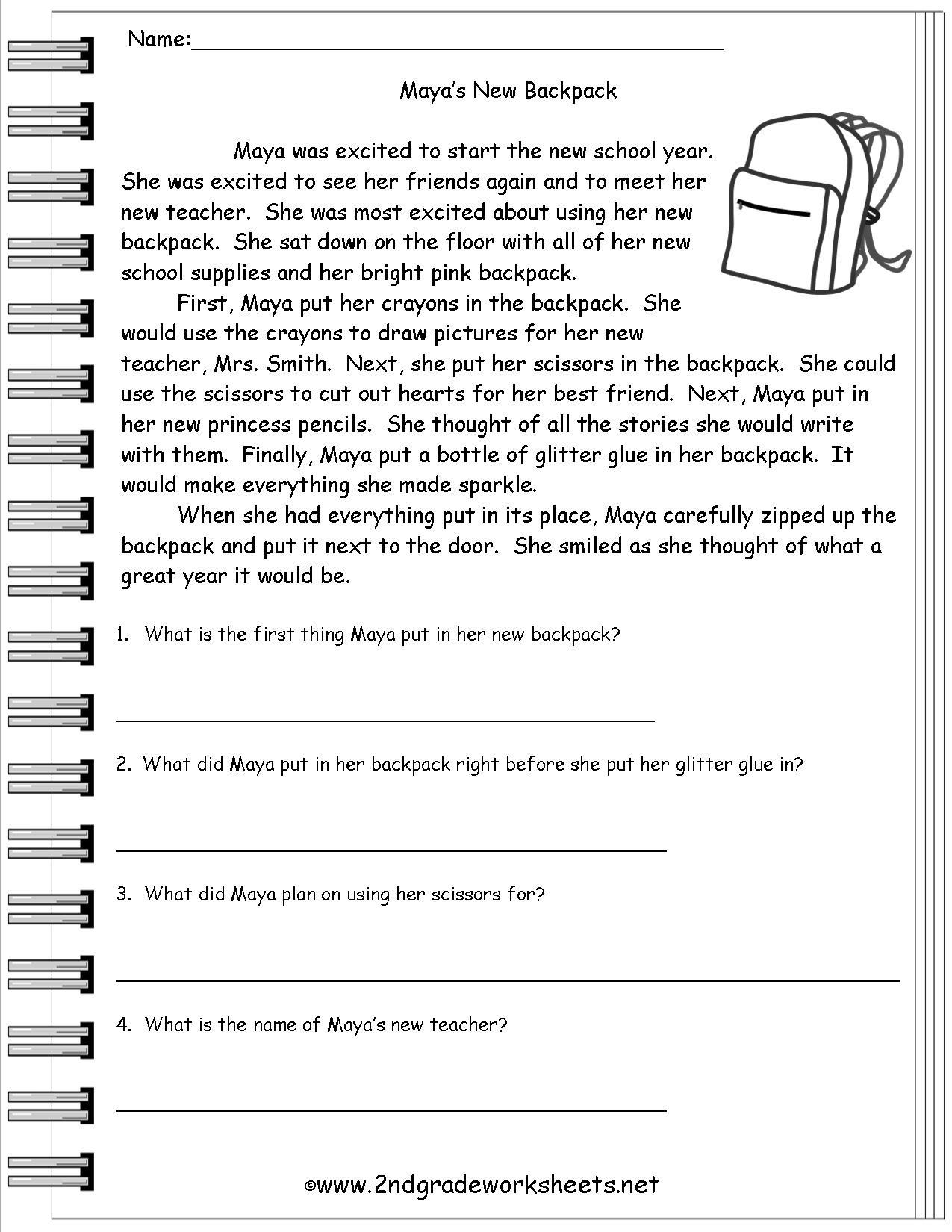 Reading Worksheeets - Free Printable Reading Worksheets