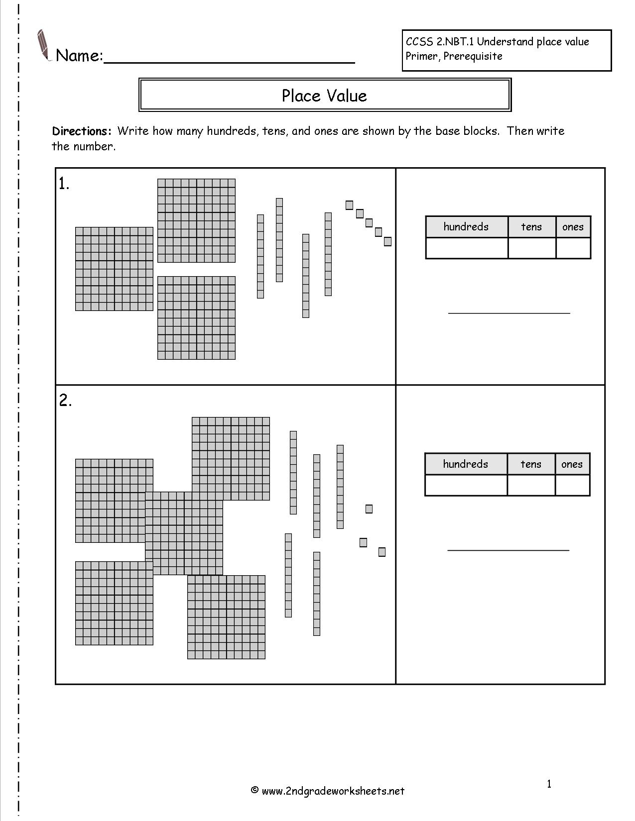 Second Grade Place Value Worksheets - Free Printable Base Ten Block Worksheets